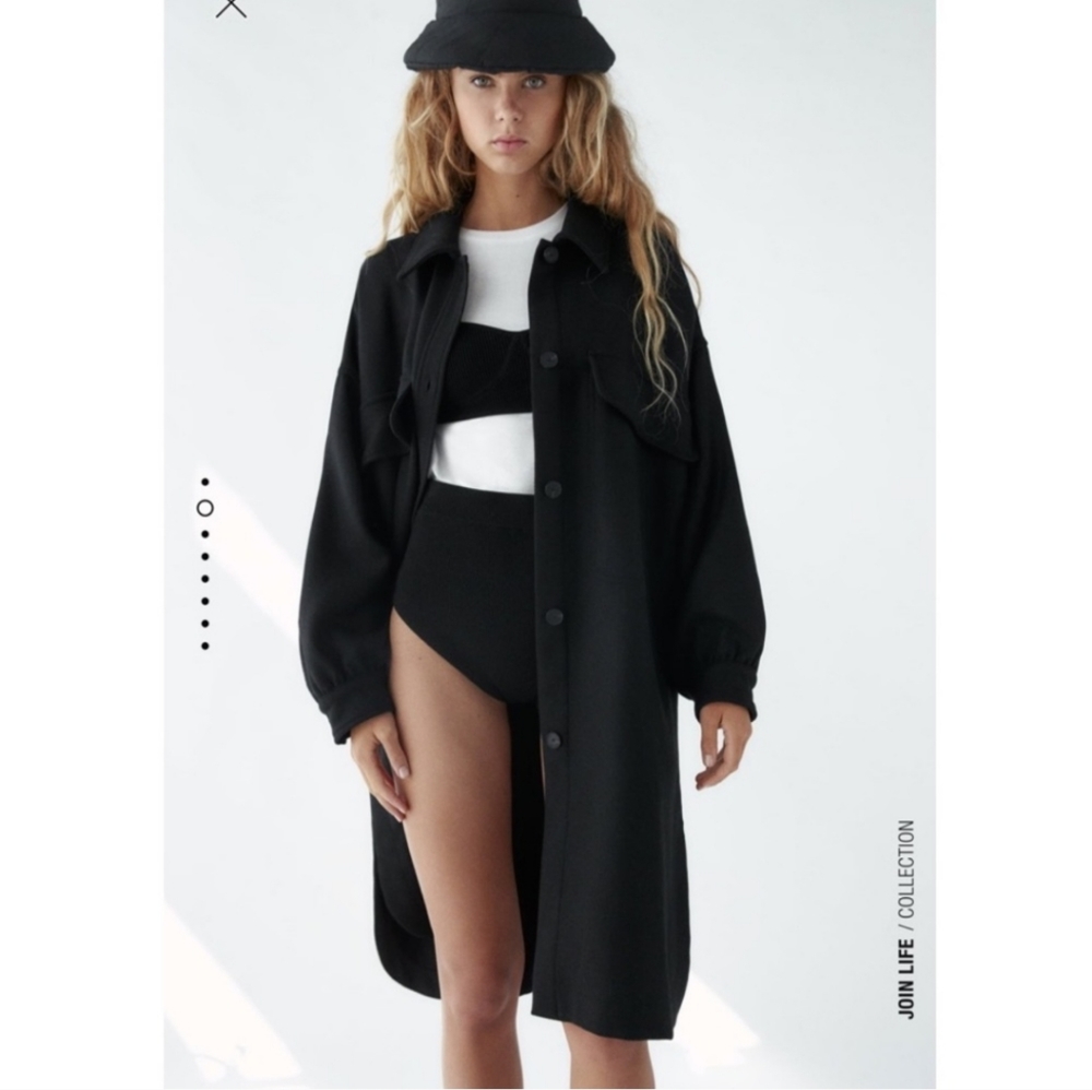 NWOT Zara Black Shacket XS